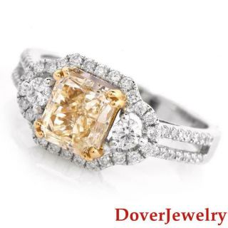 Natural 2.  68ct Yellow Diamond 18K White Gold Engagement Ring 5.  4 Grams NR 4