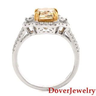 Natural 2.  68ct Yellow Diamond 18K White Gold Engagement Ring 5.  4 Grams NR 7