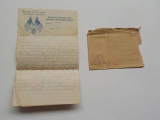 Wwi Letter 1918 Lost Friend From Shell Wounded Soldier Hospital Ww I Aef Ww1