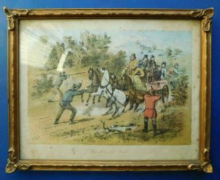 Issue S.  T Gill Coloured Litho Print Attacking The Mail Bushranging Nsw