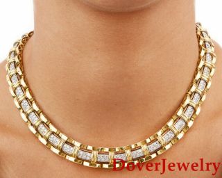 Estate 9.  36ct Diamond 18k Gold Fancy Link Chocker Necklace 101.  5 Grams Nr