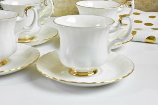 ROYAL ALBERT Tea cups Set for 4 White and Gold 0196 2