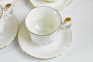 ROYAL ALBERT Tea cups Set for 4 White and Gold 0196 3