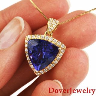 Estate Diamond 5.  80ct Tanzanite 14k Yellow Gold Pendant Nr