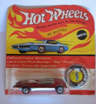 Rare Vintage 1968 Hot Wheels " Splitting Image " With Card And Badge.