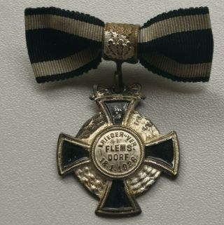 German Ww 1 Badge - Kriegerverein With Ribbon Bar