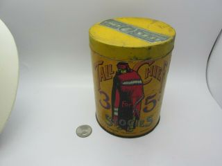 VERY RARE Antique TALL CHIEF STOGIES Tobacco CIGAR Tin Can Ohio J&B Moos HTF 3