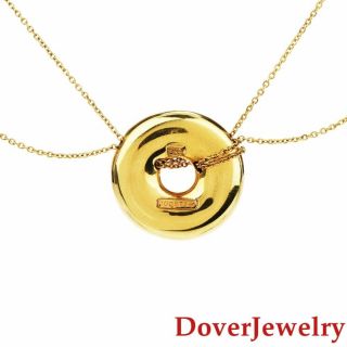 Jose Hess Enamel 18K Gold Heart Donut Pendant Chain Necklace 19.  7 Grams NR 4