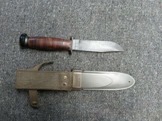 WWII US NAVY MARK 1 COMBAT/UTILITY KNIFE - CAMILLUS N.  Y.  - - 2