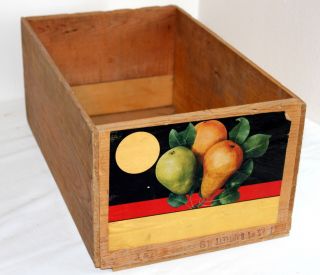 Us 1 Bartlett Pears Fruit Wood Crate Box Vintage Advertising 19x12x9 "