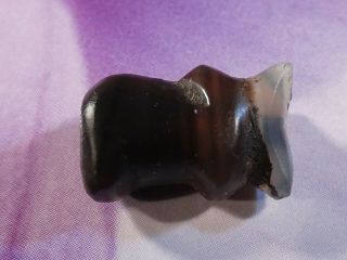 Ancient Pyu Kingdom Banded Agate 2 Color Nandi Bull Amulet Bead Rare 15.  3 By 11