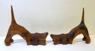 5 Vintage HOUND DOGS FIGURINES Howling Playing Sleeping HandCarved Wood Folk Art 2