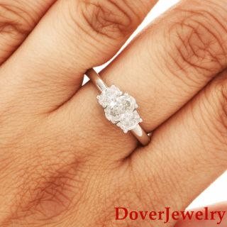 Estate 0.  96ct Oval Diamond Platinum Three Stones Engagement Ring 7.  2 Grams Nr