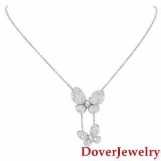 Estate 1.  75ct Diamond 18K Gold Butterfly Pendant Chain Necklace 10.  1 Grams NR 2