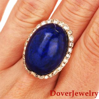 Estate Diamond Lapis Lazuli 18k Yellow Gold Men 