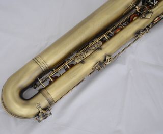 Professional Antique Baritone Saxophone Eb Bari sax Low A 2 Necks With Case 9
