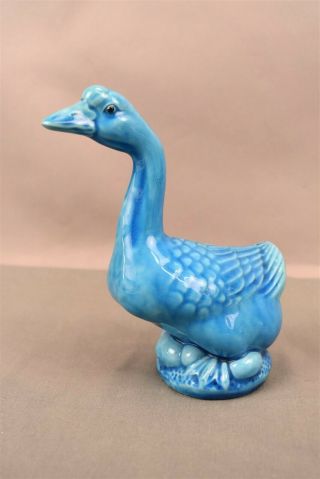 Antique Chinese Export Porcelain Turquoise Blue Glaze Duck Figurine