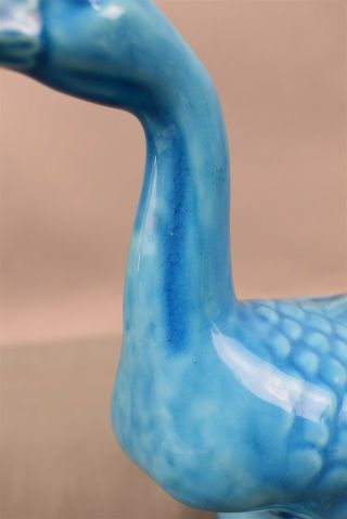 Antique Chinese Export Porcelain Turquoise Blue Glaze Duck Figurine 5