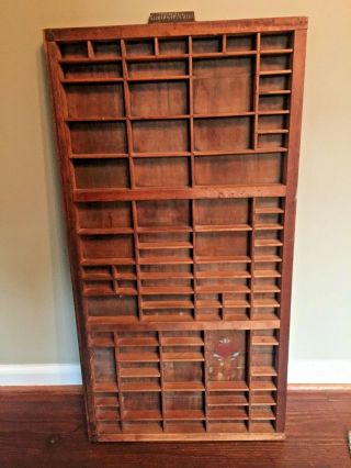 Antique Vtg Hamilton Printers Typeset Drawer Wood Tray Shadow Box 79 Slots