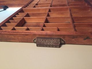 Antique Vtg HAMILTON PRINTERS TYPESET DRAWER Wood Tray Shadow Box 79 slots 2