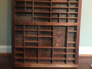 Antique Vtg HAMILTON PRINTERS TYPESET DRAWER Wood Tray Shadow Box 79 slots 6