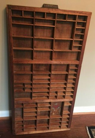 Antique Vtg HAMILTON PRINTERS TYPESET DRAWER Wood Tray Shadow Box 79 slots 8