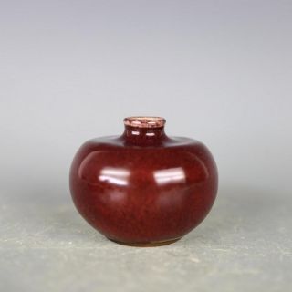 Chinese Old Flambe Chicken Blood Red Glaze Porcelain Jar 2