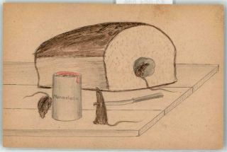 53051908 - German Wwi Drawing Bread Jelly Mice Wk I