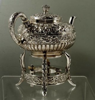 Tiffany Sterling Silver Teapot & Stand 1889 Moorish Design 2