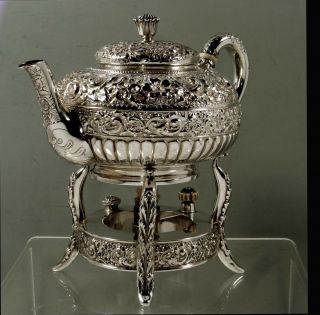 Tiffany Sterling Silver Teapot & Stand 1889 Moorish Design 3