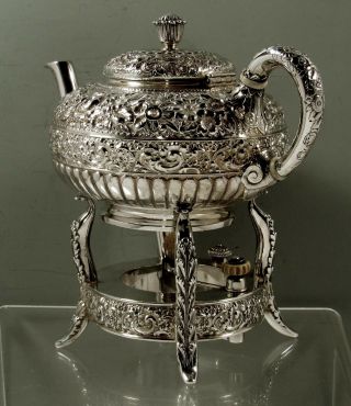 Tiffany Sterling Silver Teapot & Stand 1889 Moorish Design 4