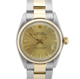 Ladies Rolex Oyster Perpetual Two - Tone Stainless Steel 14k Gold 31mm Watch 6748