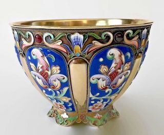A Faberge Russian Imperial Silver Gild & CloisonnÉ Enamel Bowl