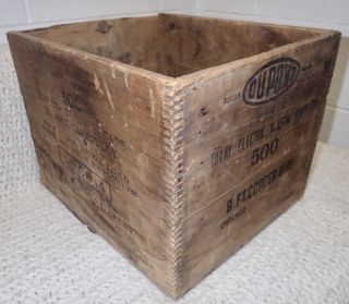 Vintage Dupont Blasting Caps Advertising Finger Jointed Wood Box