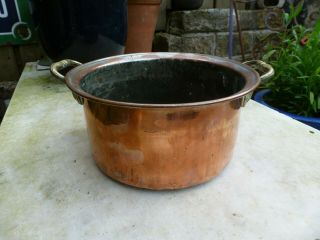Vintage Copper Planter Jam Pan Plant Pot Tub Brass Handle Window Box
