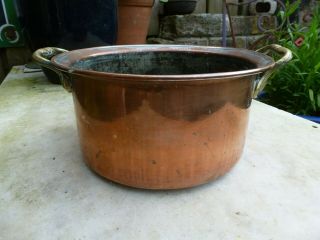 Vintage copper planter jam pan plant pot tub brass handle window box 3