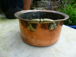 Vintage copper planter jam pan plant pot tub brass handle window box 4