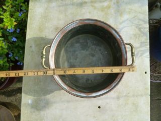 Vintage copper planter jam pan plant pot tub brass handle window box 5