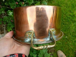 Vintage copper planter jam pan plant pot tub brass handle window box 8