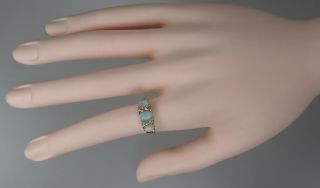 Antique Victorian 18K Gold Opal Diamond Scrolled Cluster Ring Sz 7 3/4 5
