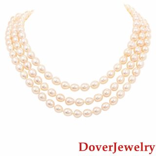 Estate Pearl 14k White Gold 52 " Long Necklace 100.  3 Grams Nr
