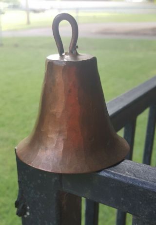 Antique Hand Hammered Copper Bell Old Handmade Primitive Cow Metal Vintage Flare