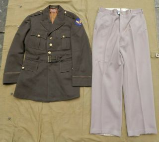 Wwii U.  S.  Army Air Forces,  Officer’s Service Coat & Wwii Officer’s Pinks,  Lg Sz