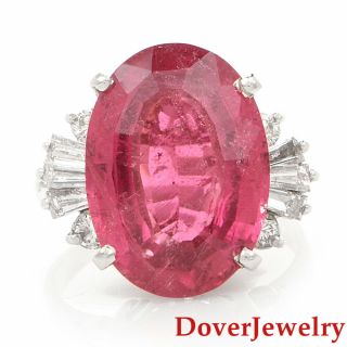 Estate Diamond 8.  75ct Pink Tourmaline 14k White Gold Cocktail Ring 5.  2 Grams Nr