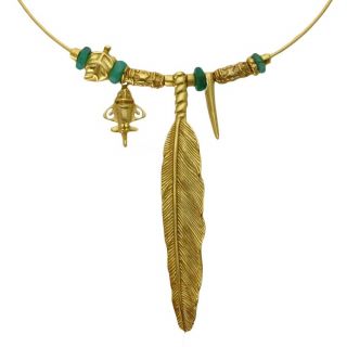 24k Gp Pre - Columbian Ancient Aliens Aircraft/golden 16 " Jet Charm Omega Necklace