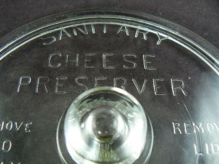 Vintage Antique 1930 ' s Glass Sanitary Cheese Preserver Container with Lid (A1) 8