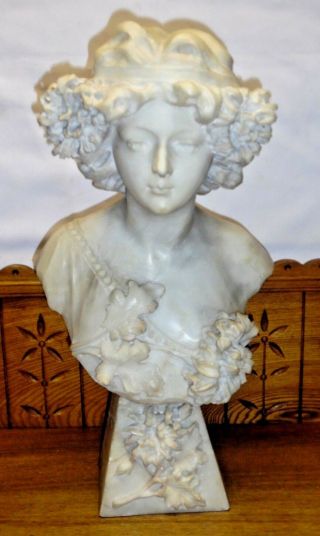 Antique Marble Bust Statue Of Woman - 20 "