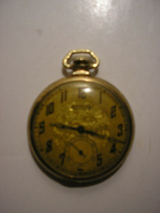 Vintage Tavannes 14k Gold Filled Pocket Watch Wadsworth Case 15 Jewel