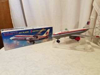 Vintage Boeing 737 Jet Plane United Air Line N737u Tin Toy Japan