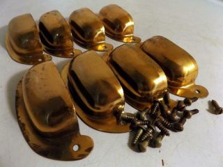 8 Antique 3½ " Bright Copper Plated Drawer Pulls Look Arts & Crafts C1920s